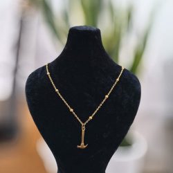 گردنبند طرح چکش طلایی با زنجیر خلخال طلایی