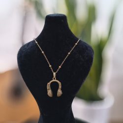 دخترانه و پسرانه برنزی طرح هدفون لاکچری سایز بزرگ با زنجیر خلخال برنز