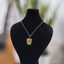 گردنبند سنگ اوناکیتبا زنجیر استیل نقره‌ای رنگ ثابت