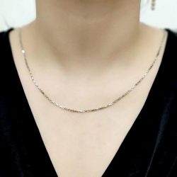 گردنبند زنانه و مردانه ساده بدون پلاک با زنجیر استیل آجری نقره ای رنگ ثابت