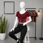 کراپ یقه گرد پاپیونی زنانه