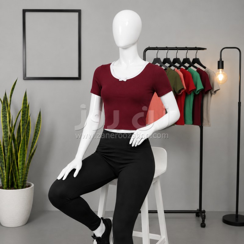 کراپ یقه گرد پاپیونی زنانه 1 کراپ یقه گرد پاپیونی زنانه