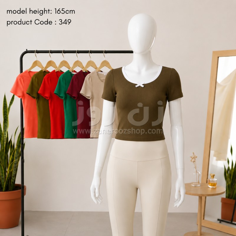 کراپ یقه گرد پاپیونی زنانه 3 کراپ یقه گرد پاپیونی زنانه - Image 3