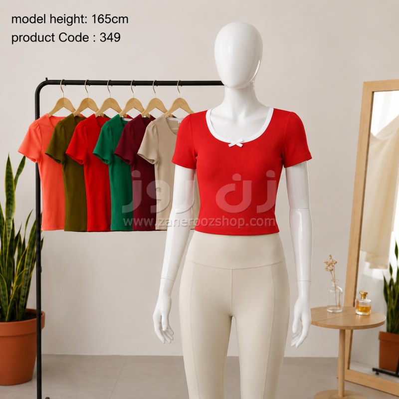 کراپ یقه گرد پاپیونی زنانه 5 کراپ یقه گرد پاپیونی زنانه - Image 5
