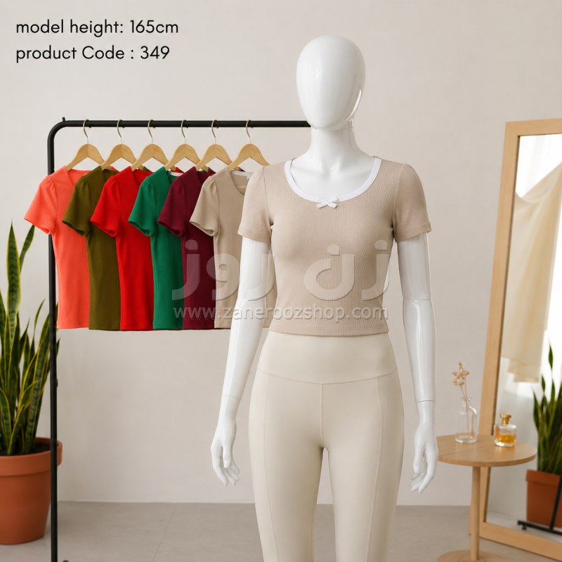 کراپ یقه گرد پاپیونی زنانه 7 کراپ یقه گرد پاپیونی زنانه - Image 7
