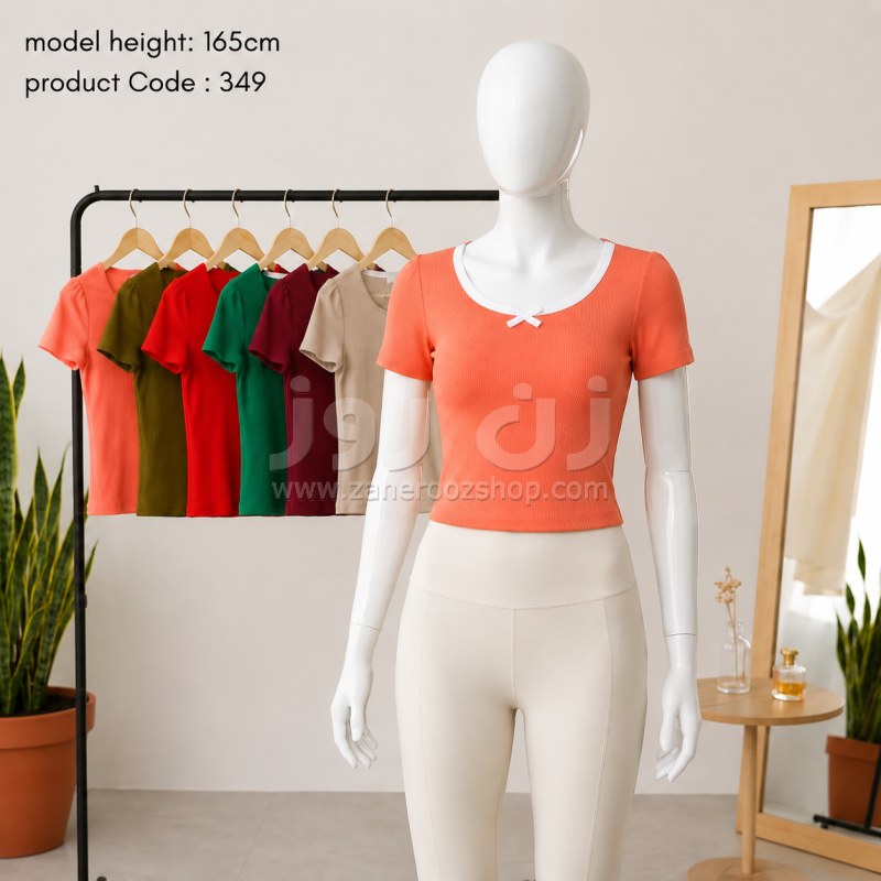 کراپ یقه گرد پاپیونی زنانه 6 کراپ یقه گرد پاپیونی زنانه - Image 6