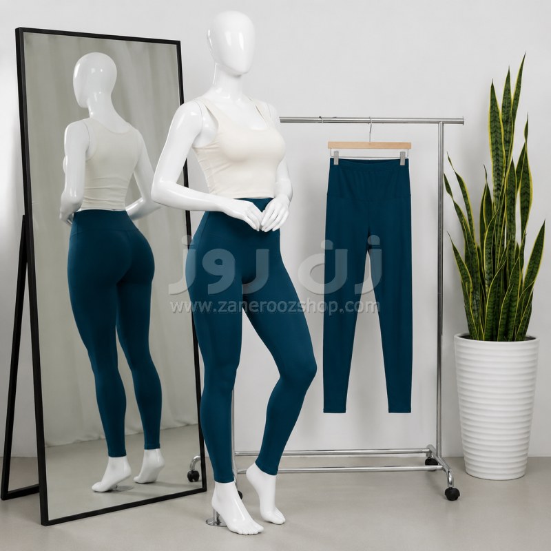 لگینگ آبی نفتی براق زنانه کمر10سانتی 2 لگینگ آبی نفتی براق زنانه کمر10سانتی - Image 2