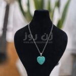 گردنبند قلب عقیق با زنجیر استیل قلبی
