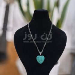 گردنبند قلب عقیق با زنجیر استیل قلبی